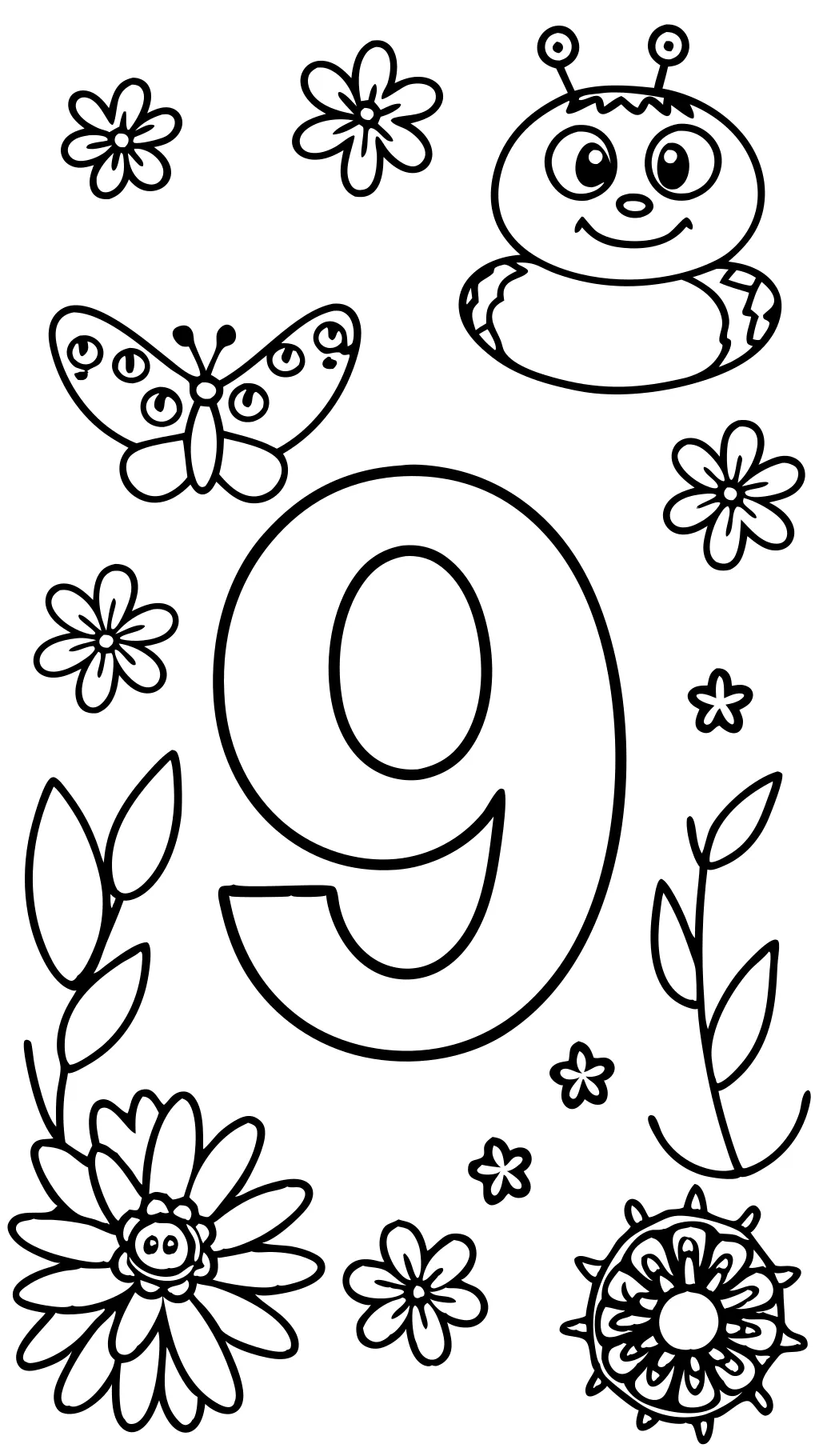 number 9 coloring page